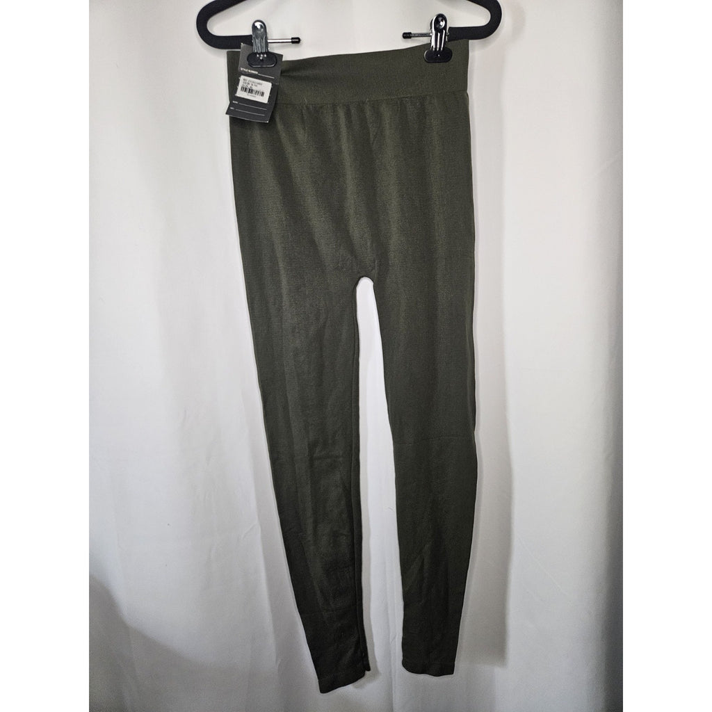 Reborn Leggings High Rise Crop Leggings Olive XL Cut Outs Stretch Seamless NWT