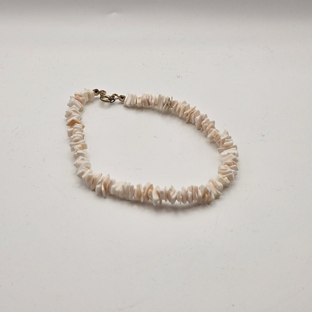 Light Pink Puka Chip Shell Beads Anklet Bracelet Vintage 90s Y2K Preppy Beach