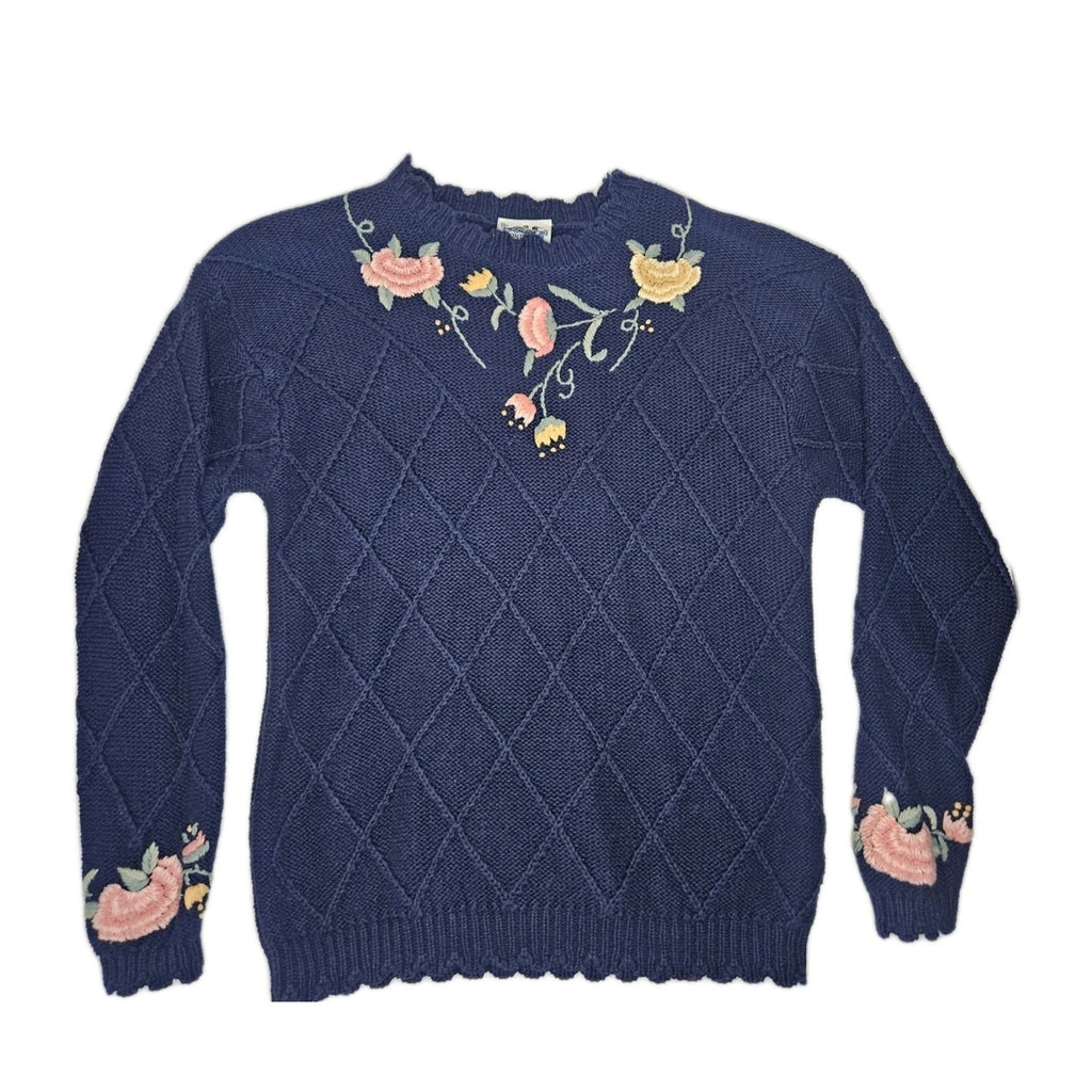 Vintage Northern Reflections Sweater Large Chunky Knit Cardigan Floral Cottage