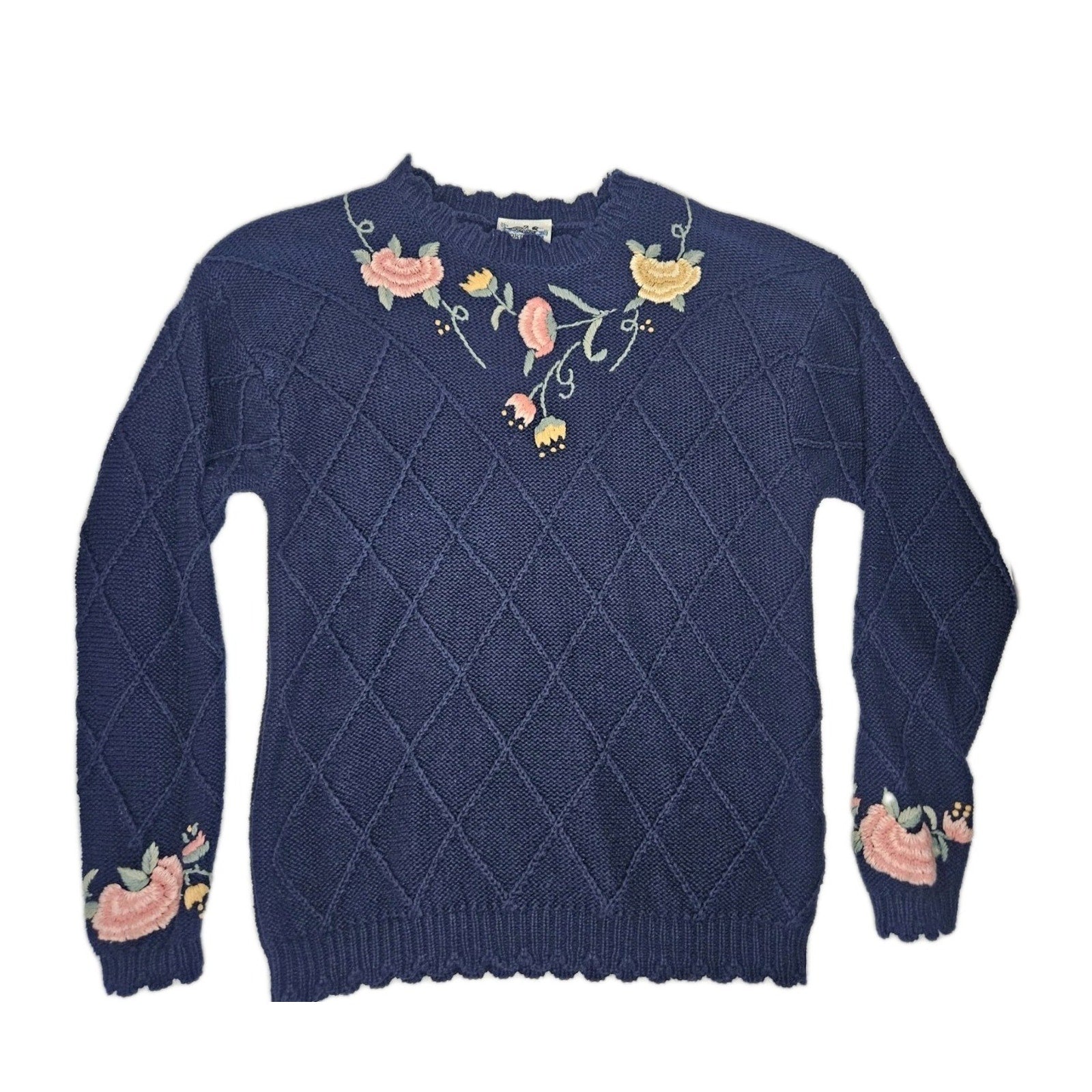 Vintage Northern Reflections Sweater Large Chunky Knit Cardigan Floral Cottage