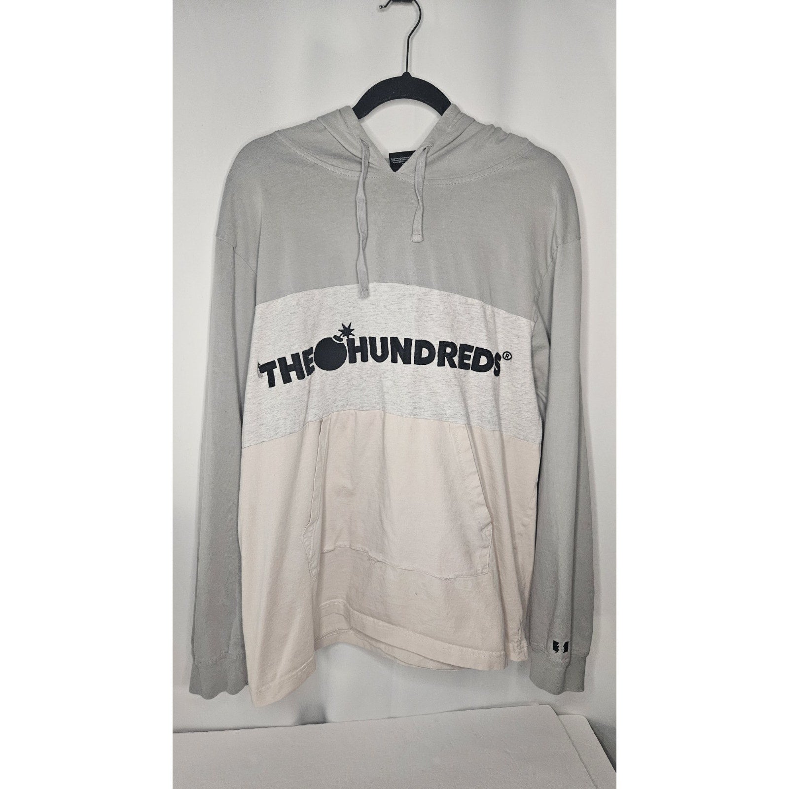 The Hundreds Hoodie Sweatshirt Mens Size 2XL Gray Pink Colorblock Y2K Flaw