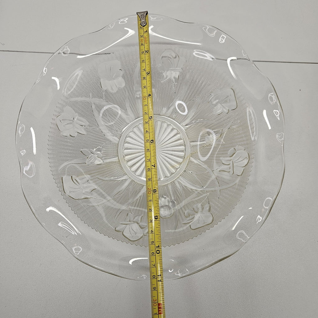 Vintage Iris and Herringbone Jeanette Glass Bowl Fluted Edge Retro Clear Glass