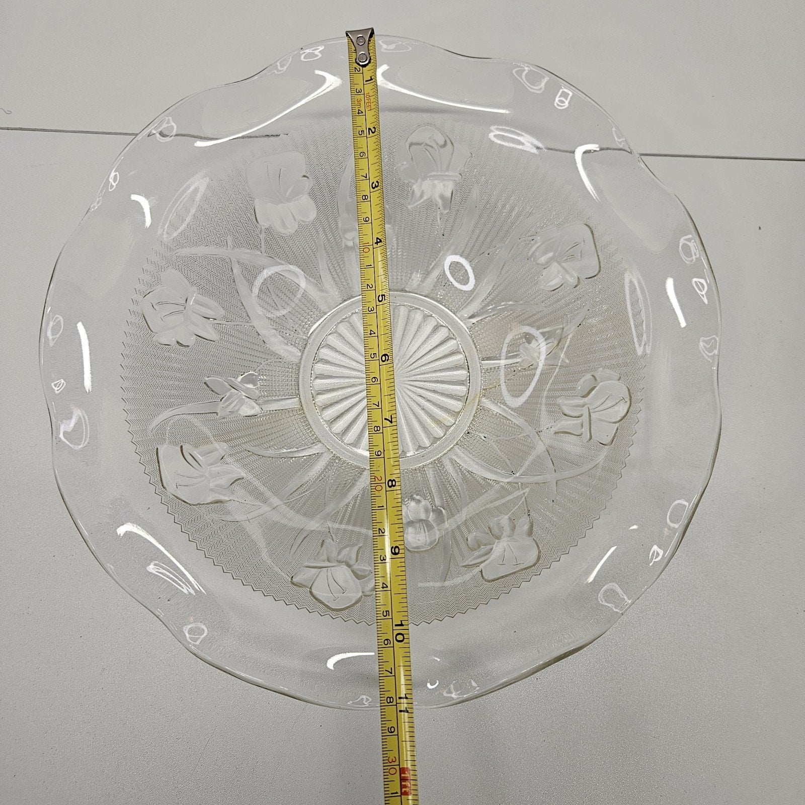 Vintage Iris and Herringbone Jeanette Glass Bowl Fluted Edge Retro Clear Glass