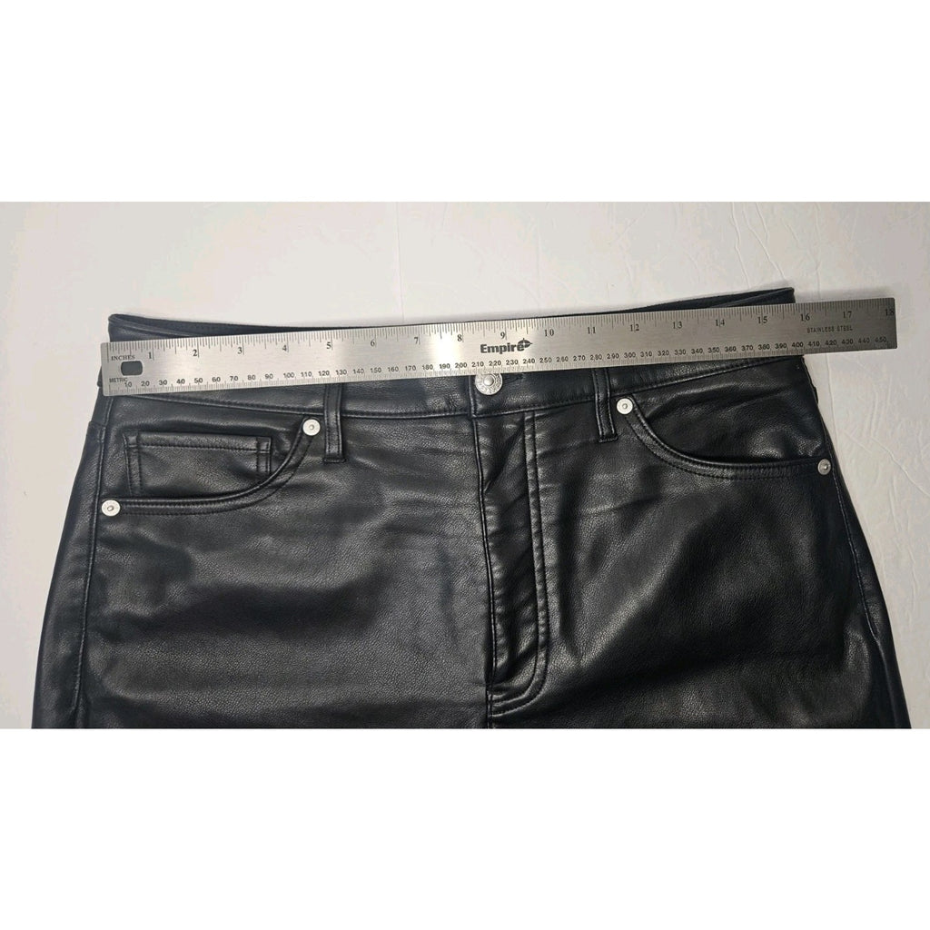 Express Black Vegan Leather Modern Straight Super High Waist Size 12S Moto Glam