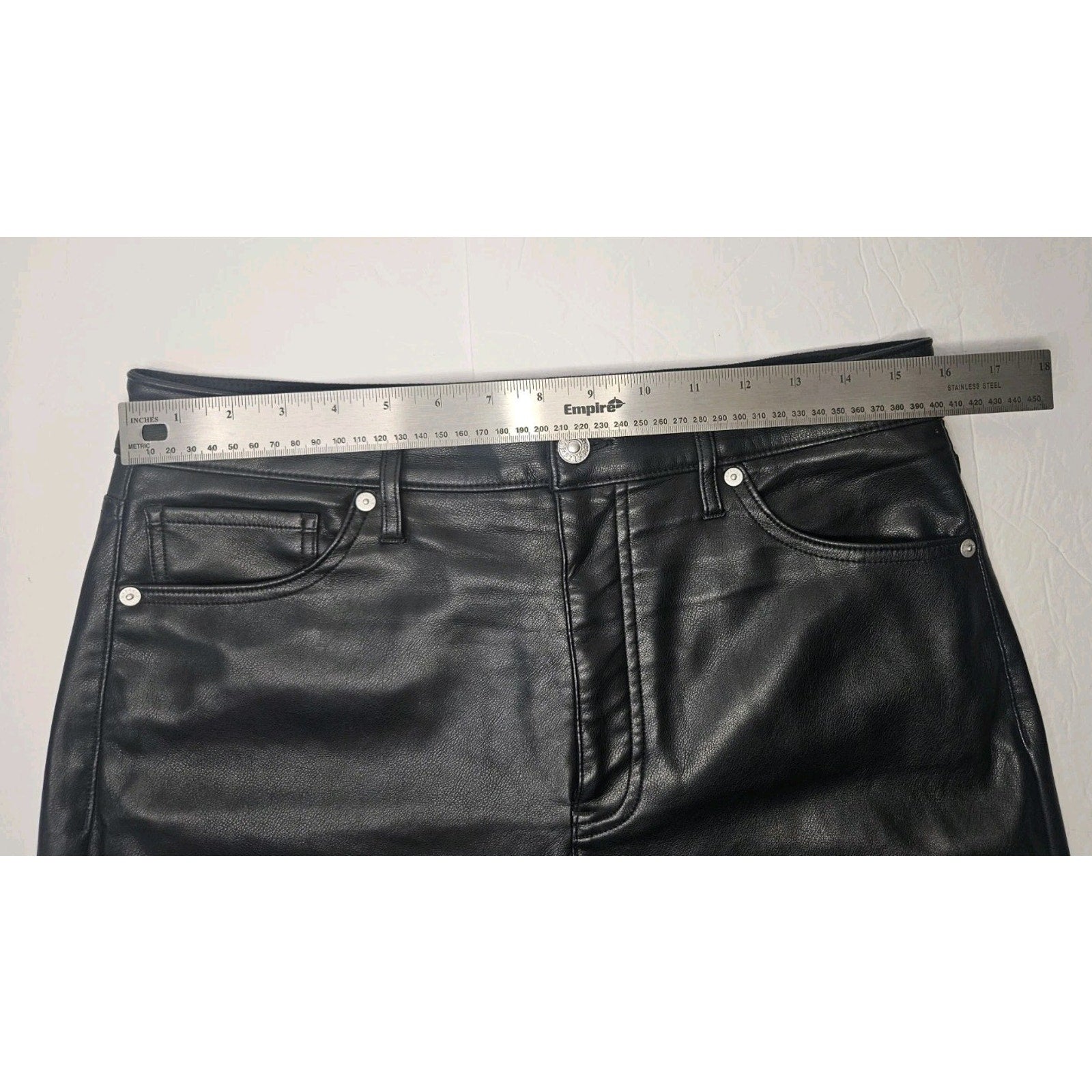 Express Black Vegan Leather Modern Straight Super High Waist Size 12S Moto Glam