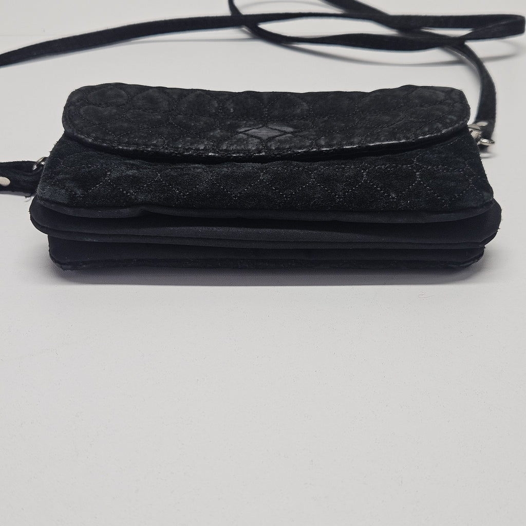 Vintage Wilsons Leather Maxima Black Suede Crossbody Quilted 90s Y2K Goth Grunge
