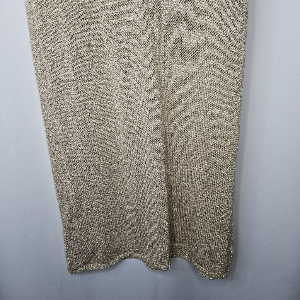 Yunika Gold Mettalic Thread Knit Stretchy Dress Or Swim Coverup Size S/M Italy