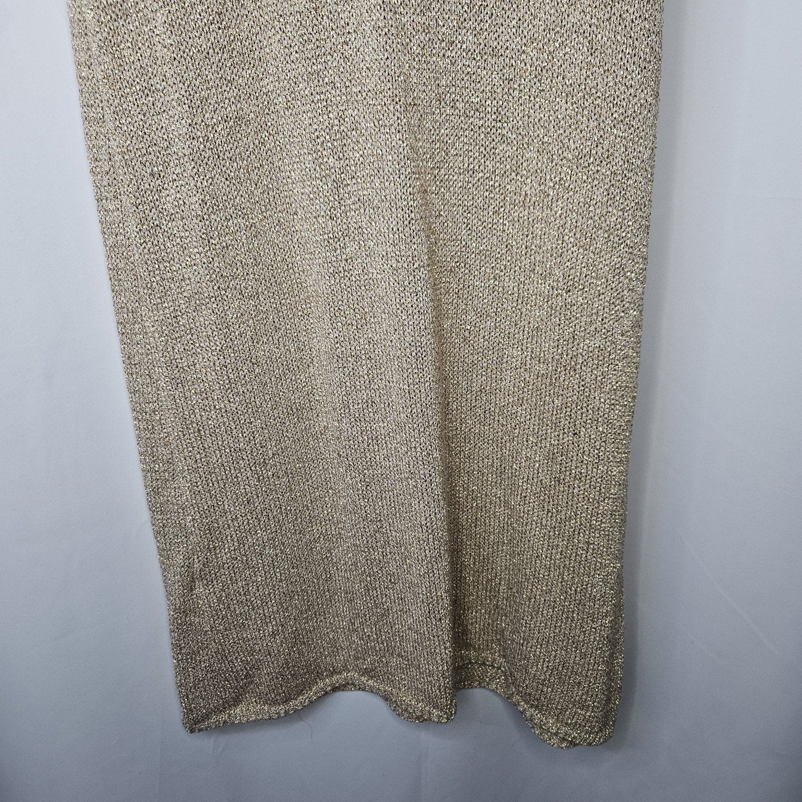Yunika Gold Mettalic Thread Knit Stretchy Dress Or Swim Coverup Size S/M Italy