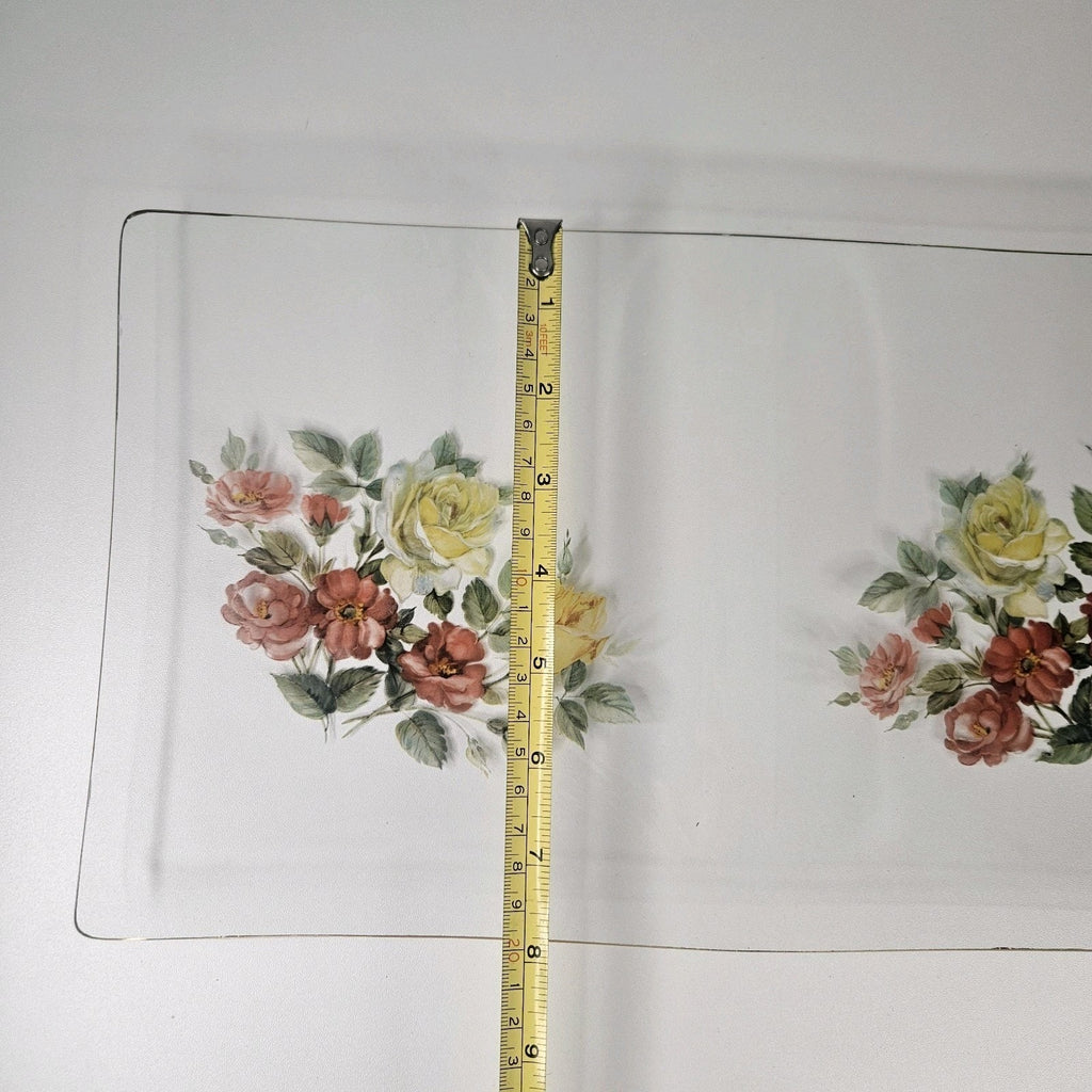 Vintage Viking Glass Hand-Painted Floral Serving Platter Tray Mid-Century Modern