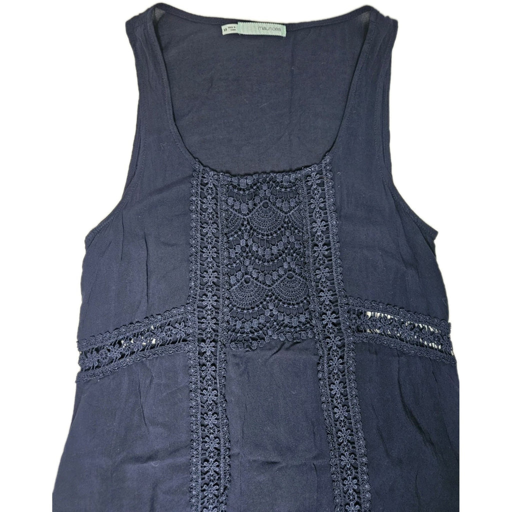 Navy Blue Tank Top Women's Size XS Front Lace Detail Shirt Maurice's