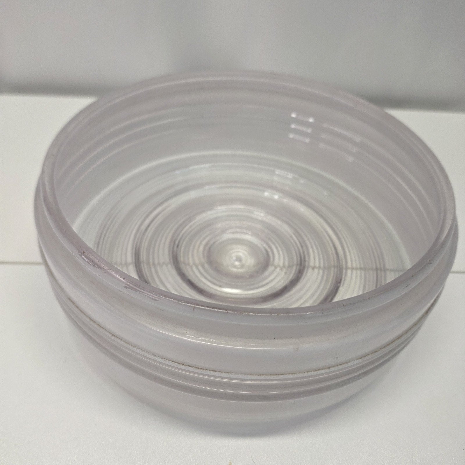 Vintage Light Fixture Cover 9-3/4" Diameter Frosted Sides Clear Stepped Bottom