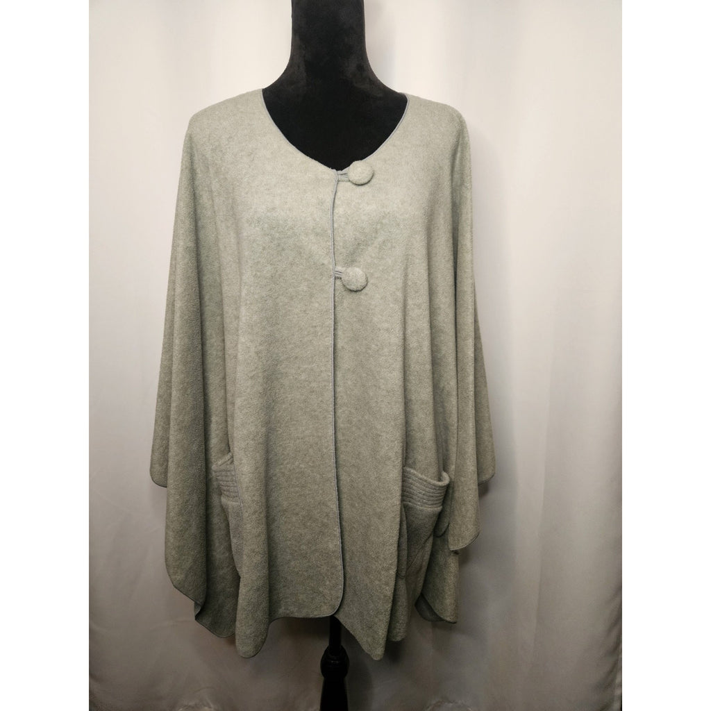 Stan Herman Women's Super Soft Poncho Light Green Sweater One Size Fits All