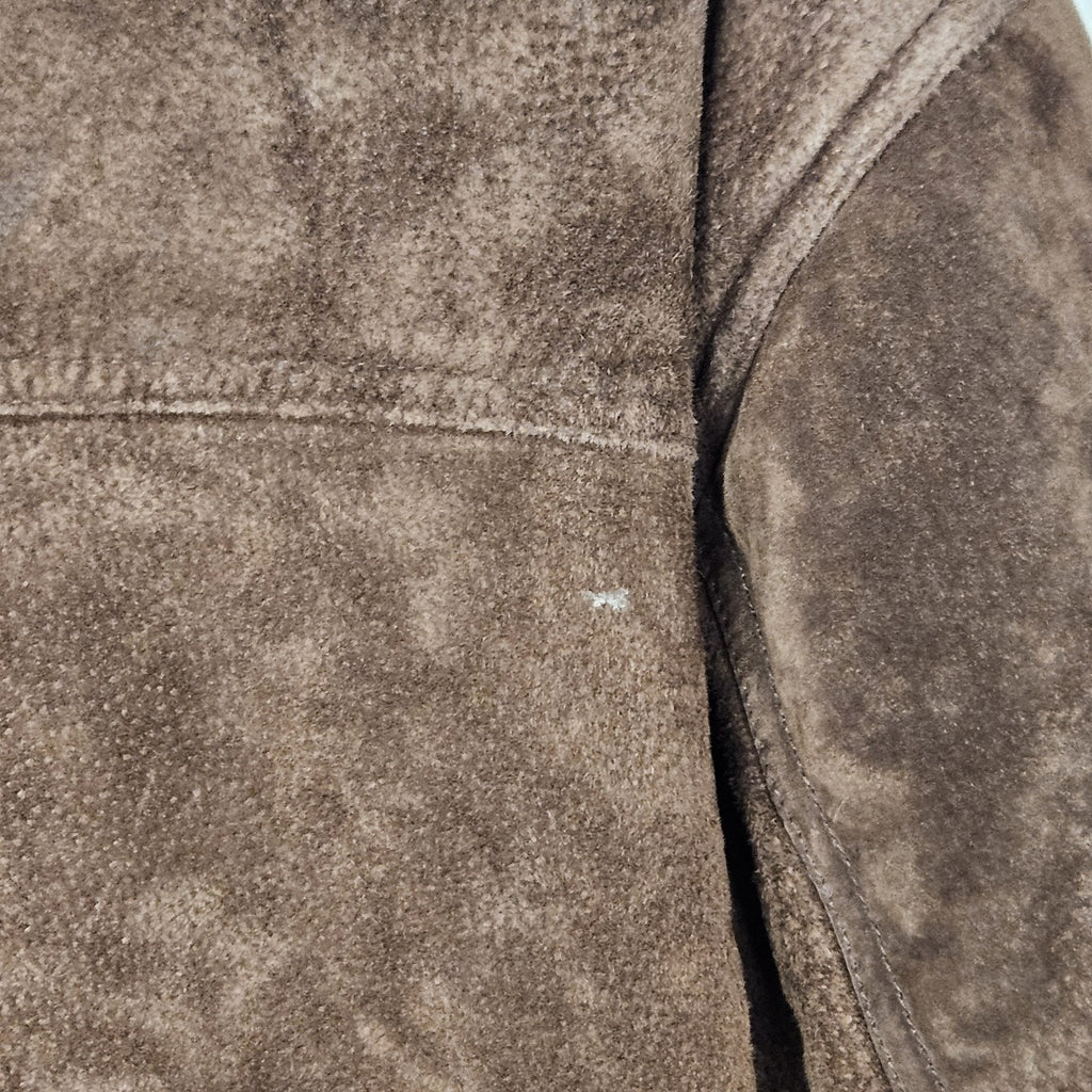Vintage Synergy Oversized Leather Faux Shearling Coat Large Chocolate Brown