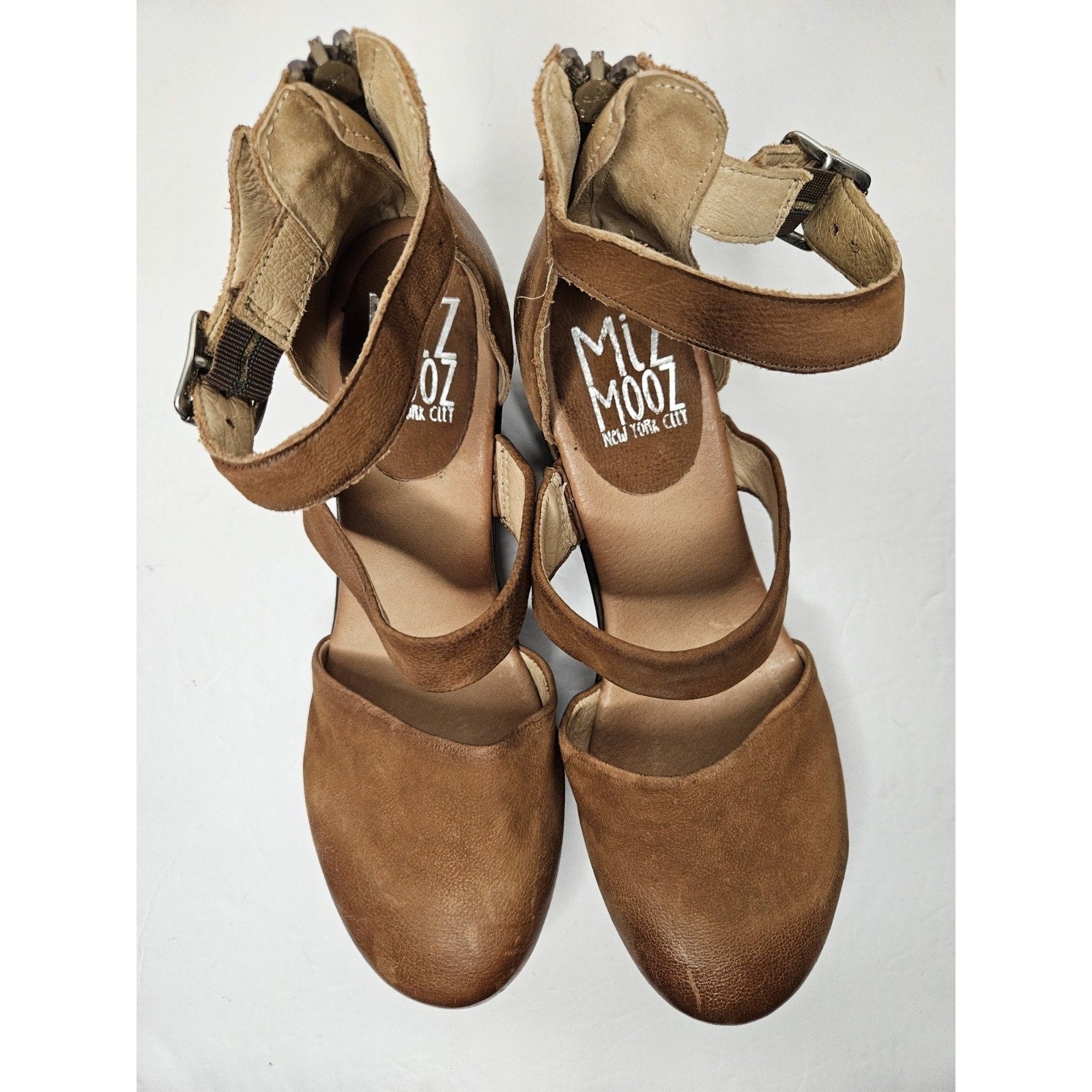 Miz Mooz Amia Brandy US Size 10 Cap Toe Closed Toe Boho Wedge Heels