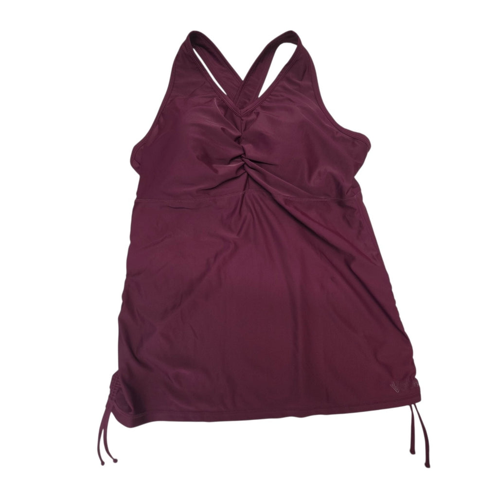 UV Skinz Women's Ruched Swim Tunic Tankini Top Deep Plum 2XL Beach Resort Sporty
