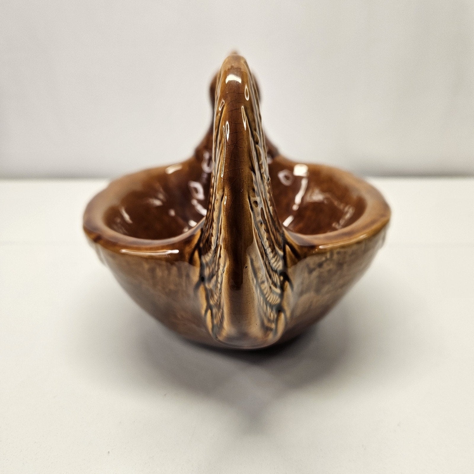 Vintage Brown Ceramic Glazed Chicken Serving Dish Turine Retro Country Kitchen