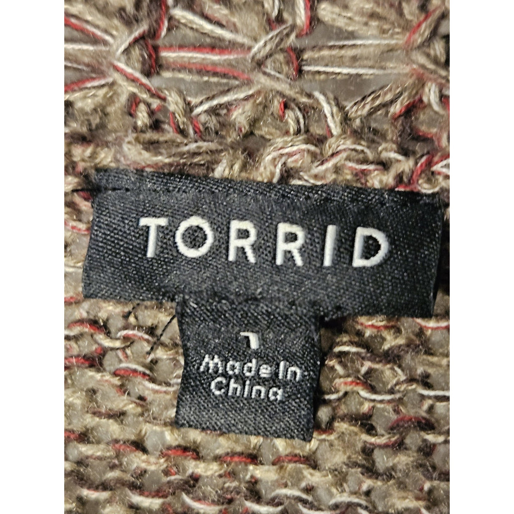 Torrid Cable Cardigan Long Line Sweater Size 1X Brown Open Knit Cardigan