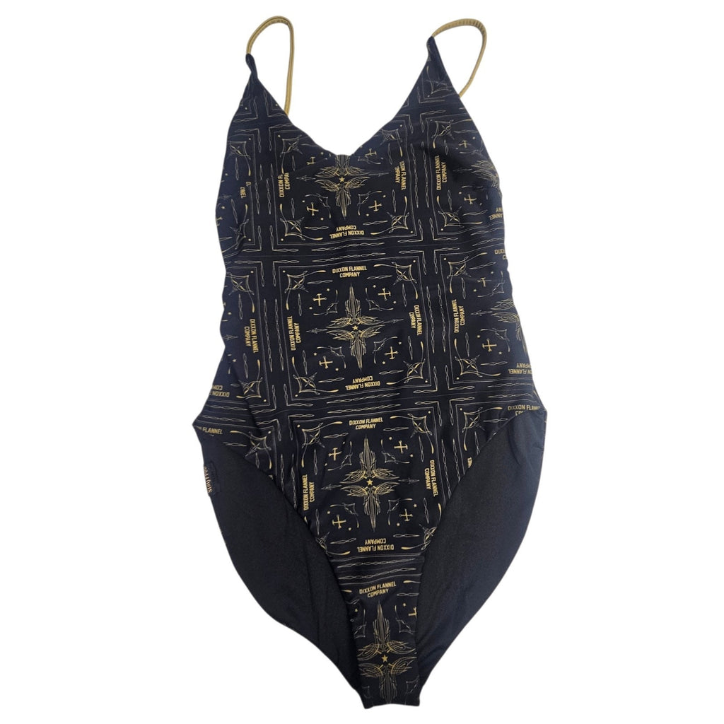 Dixxon One Piece Swimsuit Beach Logo Black Gold Tattoo-style Design 2X