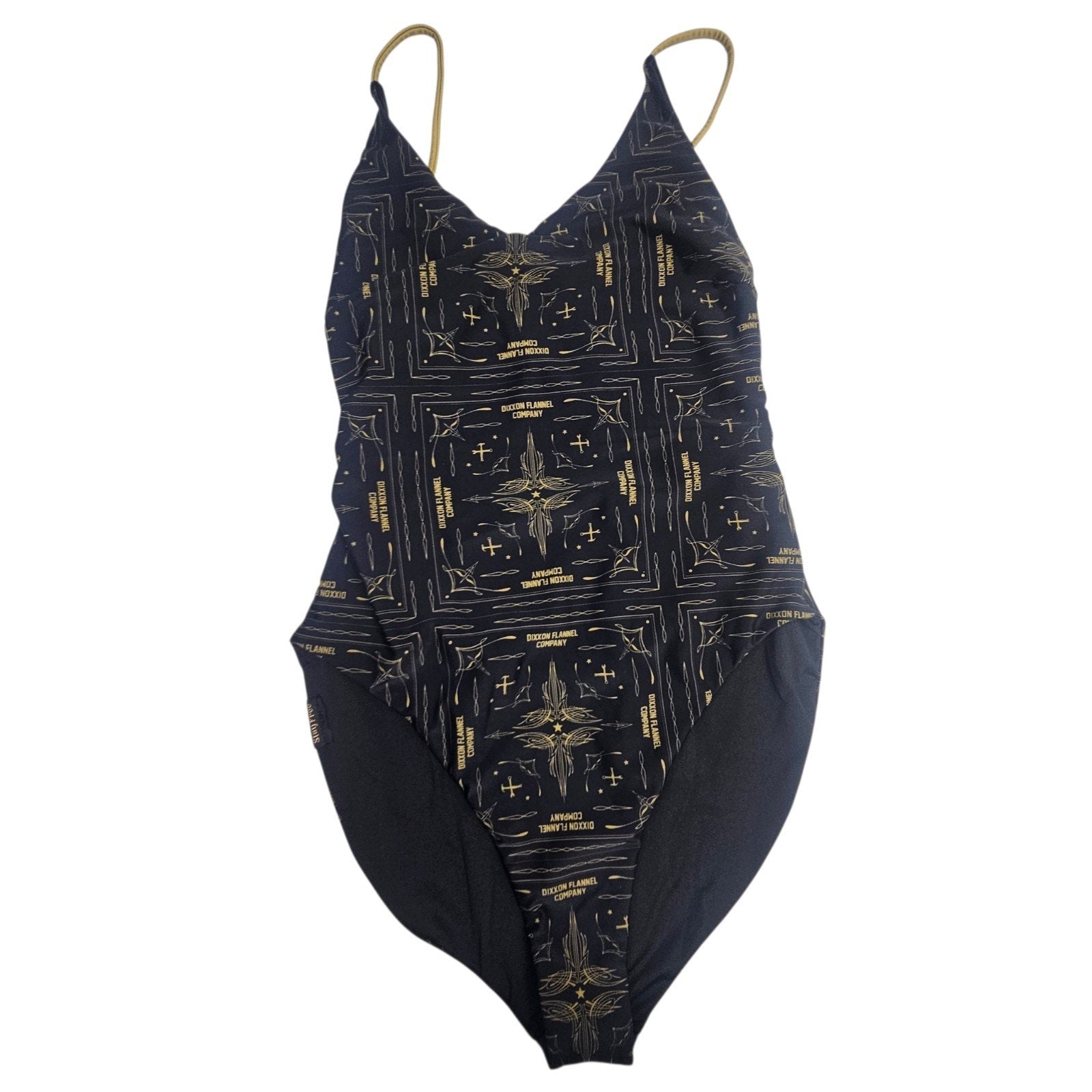 Dixxon One Piece Swimsuit Beach Logo Black Gold Tattoo-style Design 2X