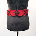 Vtg 80s Victorian Red Black Faux Leather Waist Belt Statement Gothic USA Medium