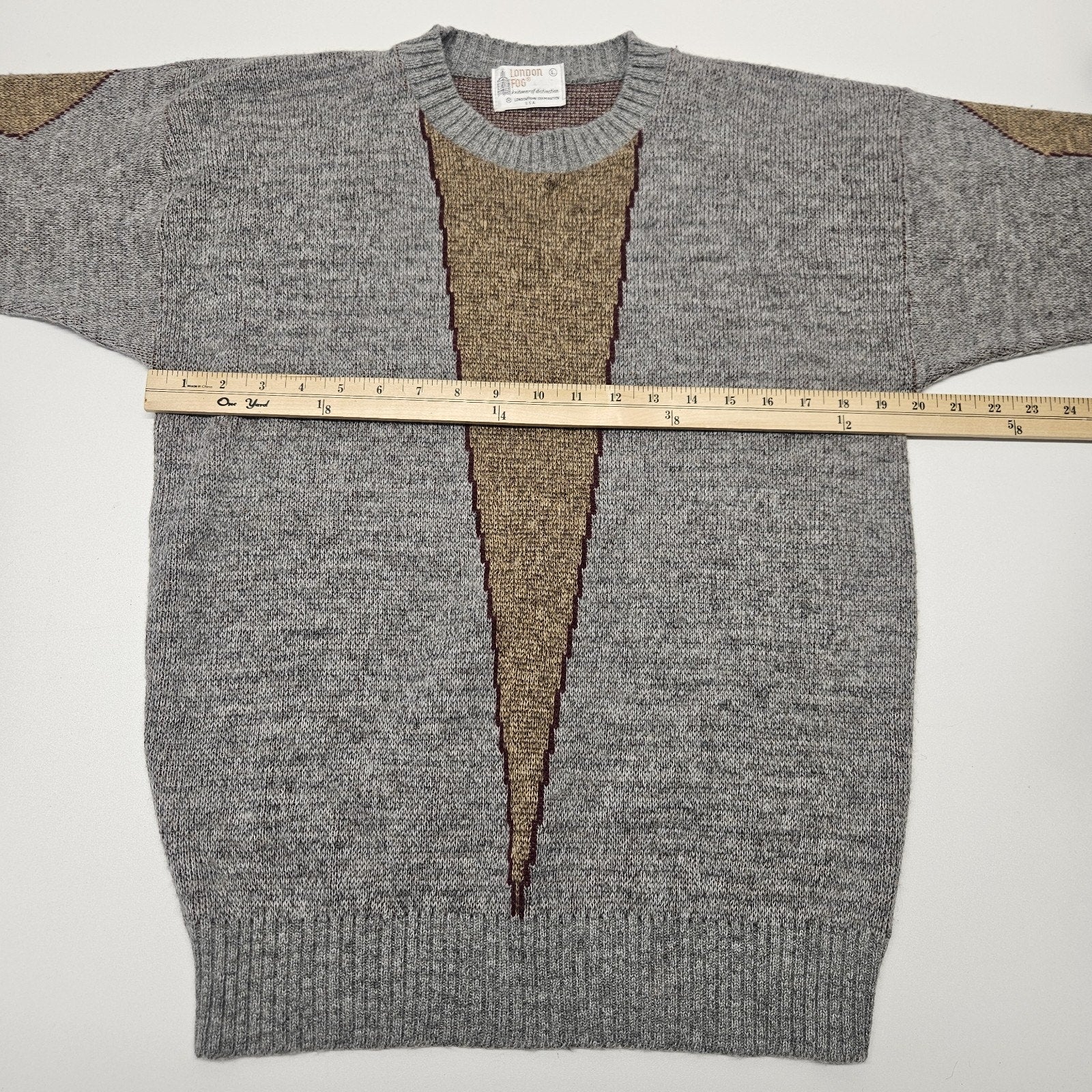 Vintage Men's London Fog Multicolor Print Acrylic Knit Sweater Size Large USA