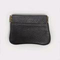 Vintage Black Leather Squeeze Coin Purse Change Pouch Key Holder Spring Frame