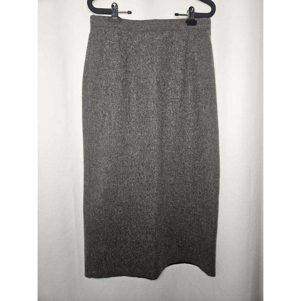 Vintage Woolrich Blend Midi Skirt Size 12 Gray Wool Zipper Lined Slit EUC