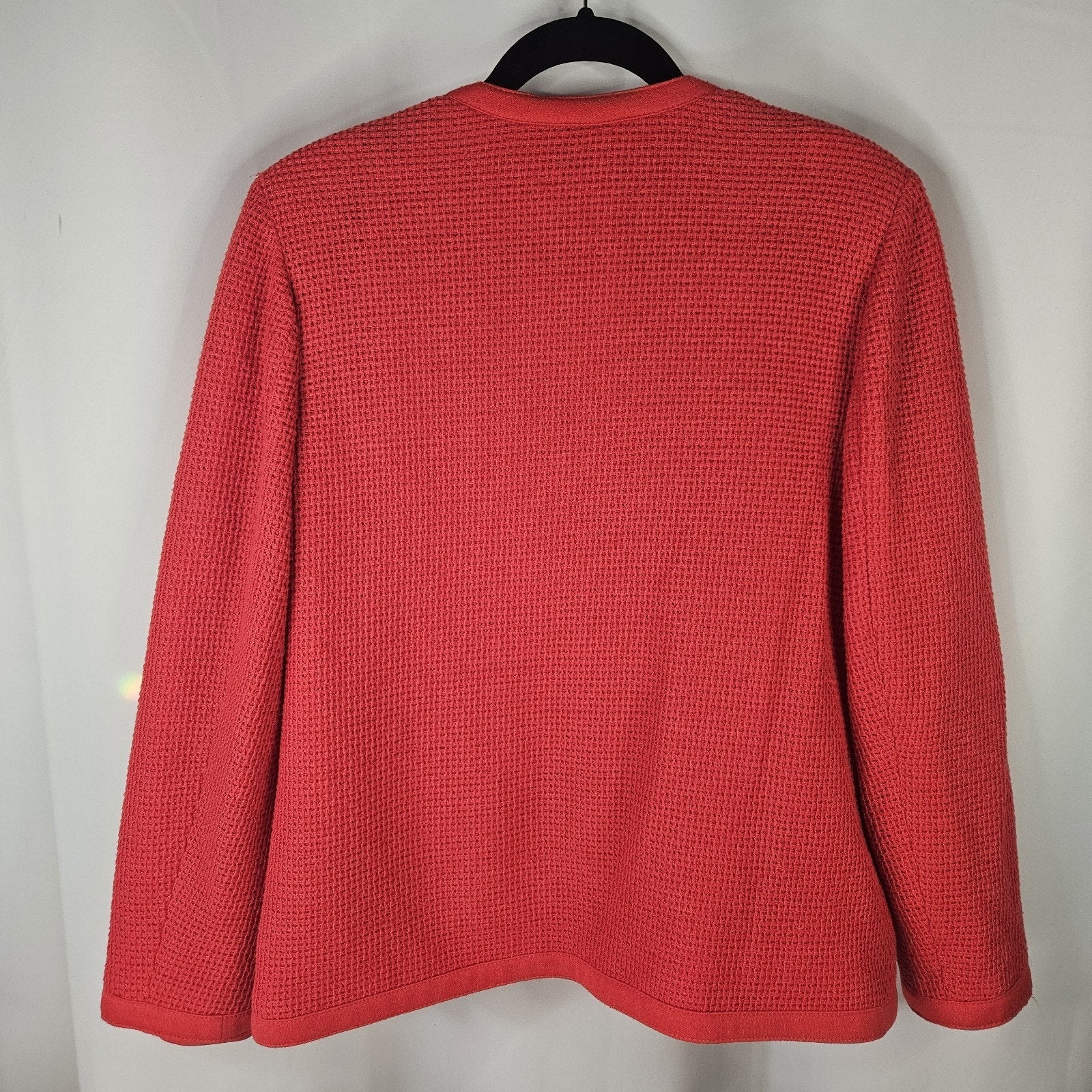 Vintage MCM 60s Butte Red Blazer Medium Waffle Knit Button Up Coat Mod