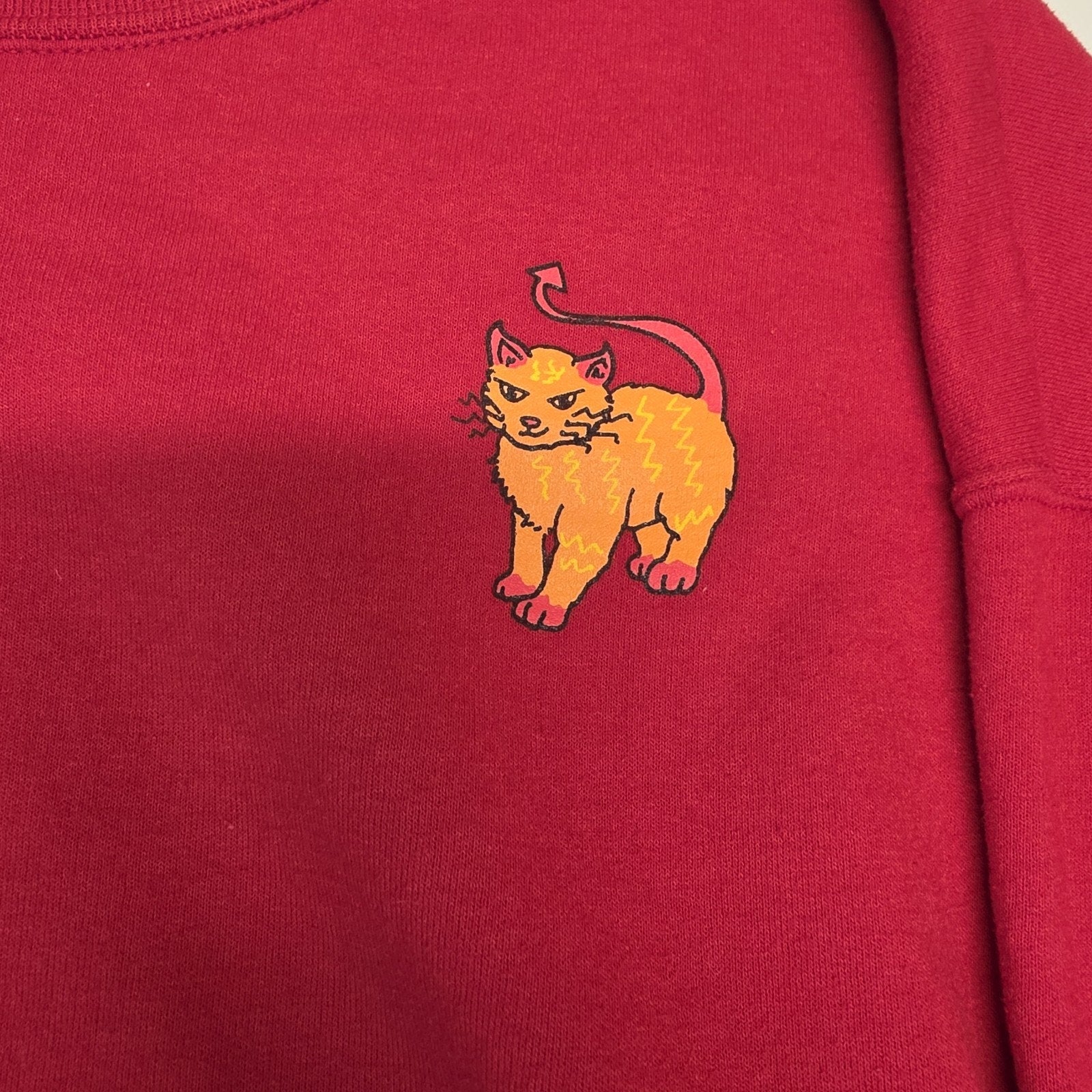 Emma Angel Cat Devil Cat Do It Don't Do It Sweatshirt Red XL Pullover Crewneck