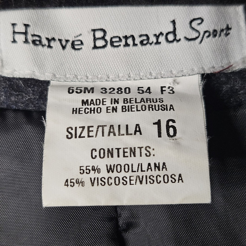 Vintage Harve Benard Wool Blend Suit Jacket Coat Blazer Gray Button Womens 16