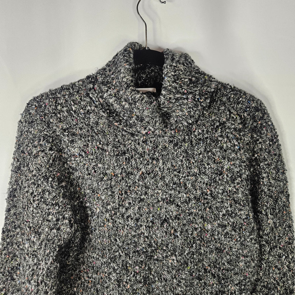 Vintage Chadwicks Sweaters Black White Marled Boucle Cowl Neck Sweater Womens L