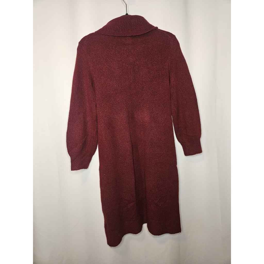 J. Crew Sweater Dress Supersoft Balloon Long Sleeve Burgundy Small Cowl Neck