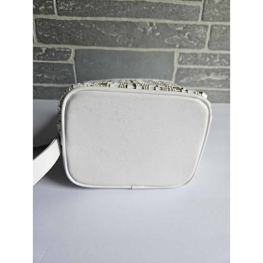 Cute Vintage 80's Warren Reed White and Gold Handbag with removable strap