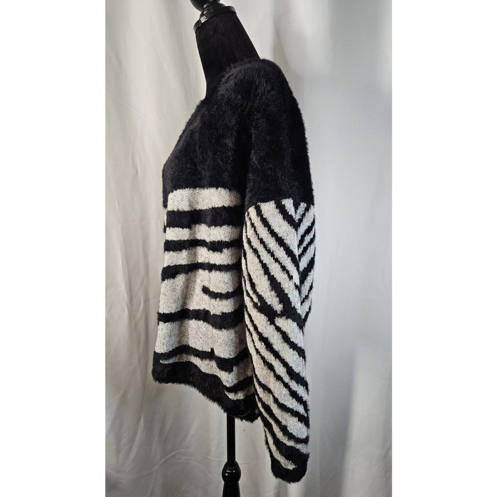 Vince Camuto Sweater Zebra Print Knit Long Sleeve Winter Top XXL 2X