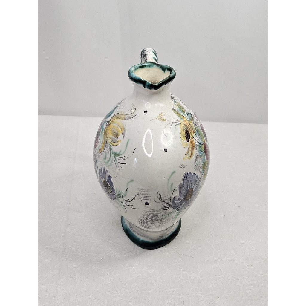 Vintage Ulmer Keramik Floral Pitcher Mid Century Pottery Germany #206
