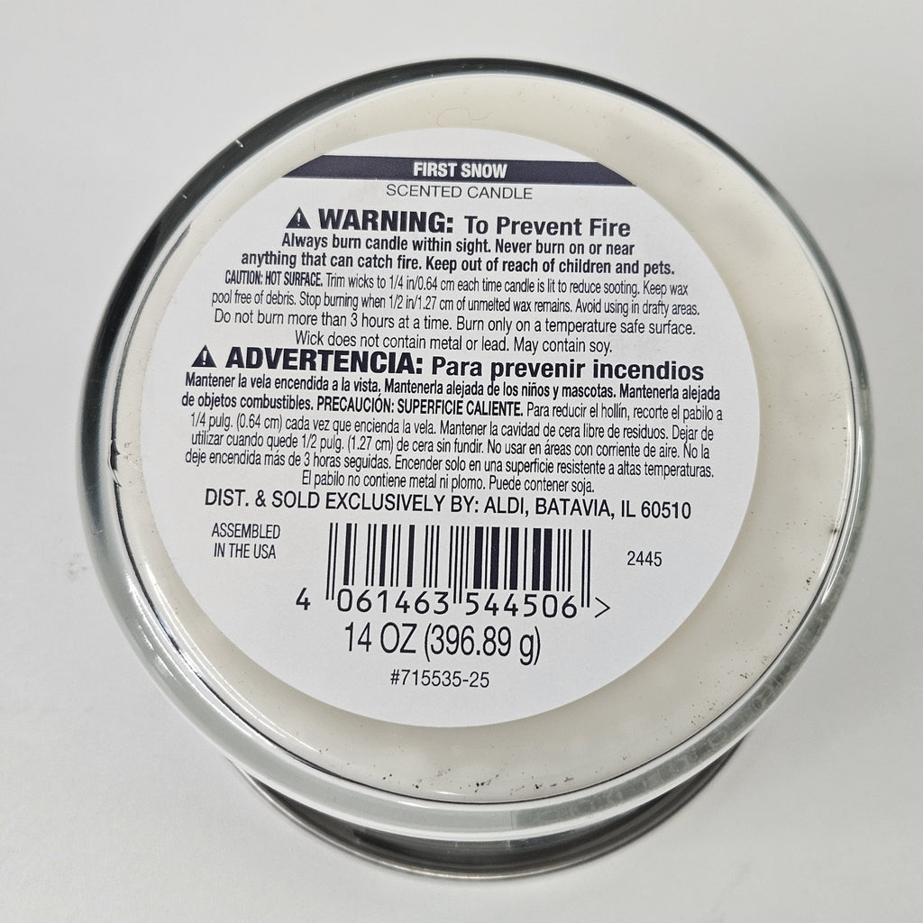Huntington Home Soy Blend Candle - FIRST SNOW Scent - 3 Wick 14 oz 4" Round