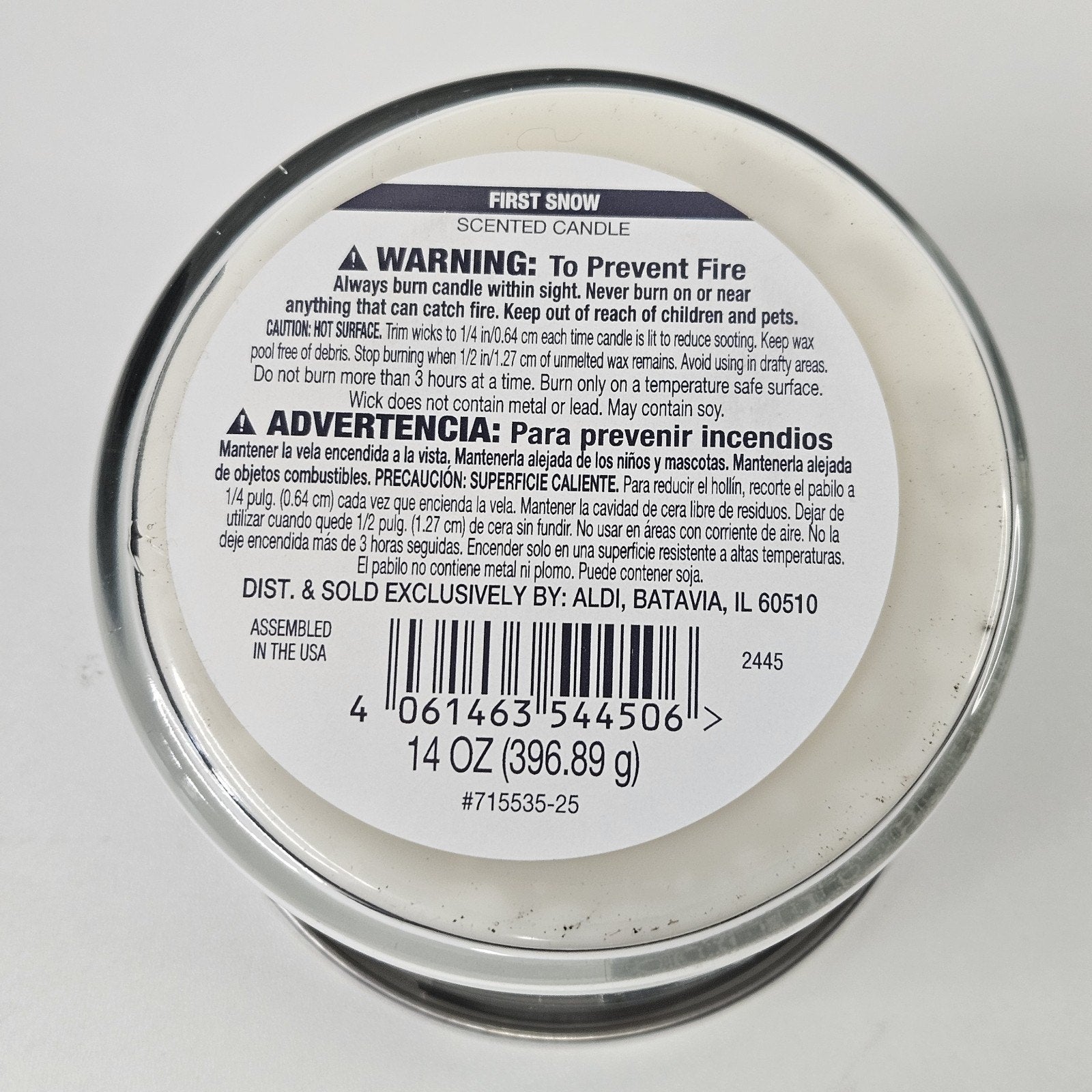 Huntington Home Soy Blend Candle - FIRST SNOW Scent - 3 Wick 14 oz 4" Round