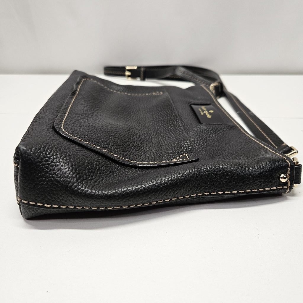 Kate Spade NY Leather Domed Crossbody Shoulder Handbag Purse Logo Classic Black