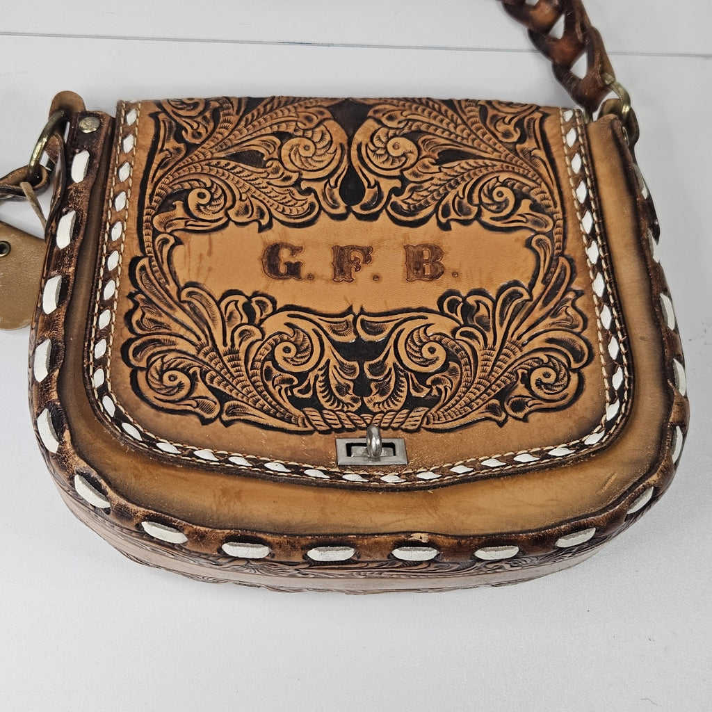Miss Tony Lama Vintage Shoulder Bag Hand Crafted Tooled Leather Purse