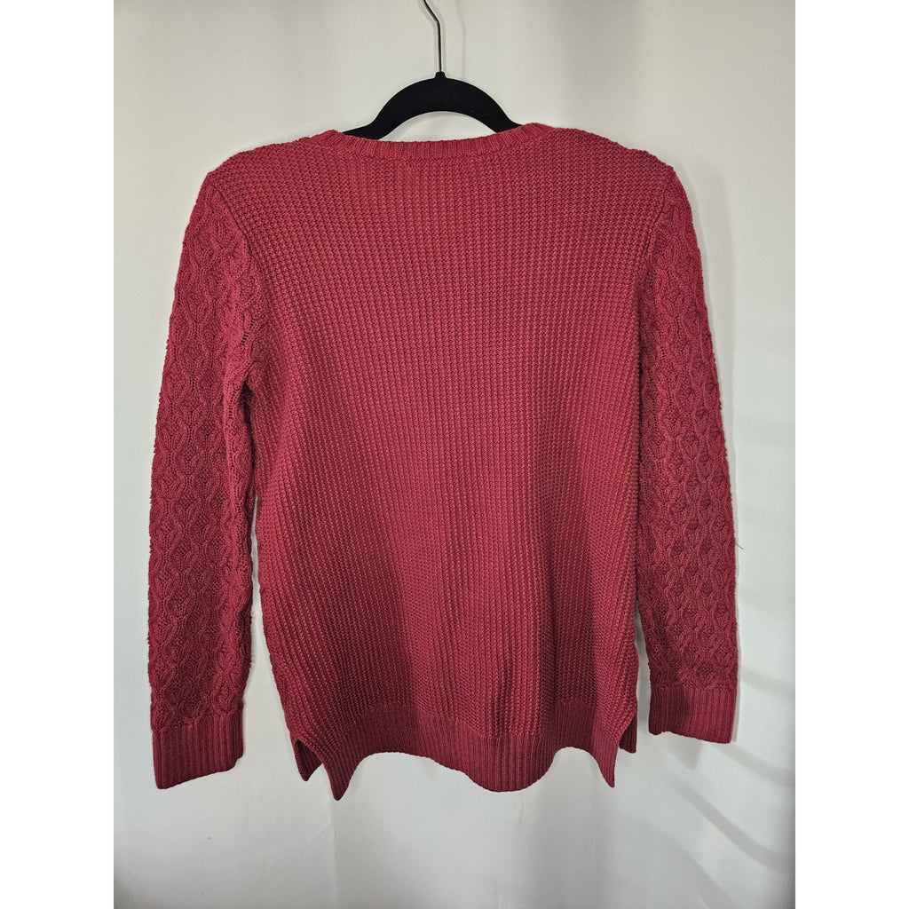 Jeanne Pierre Women’s Red Long Sleeve Cable Knit Pullover Sweater Medium