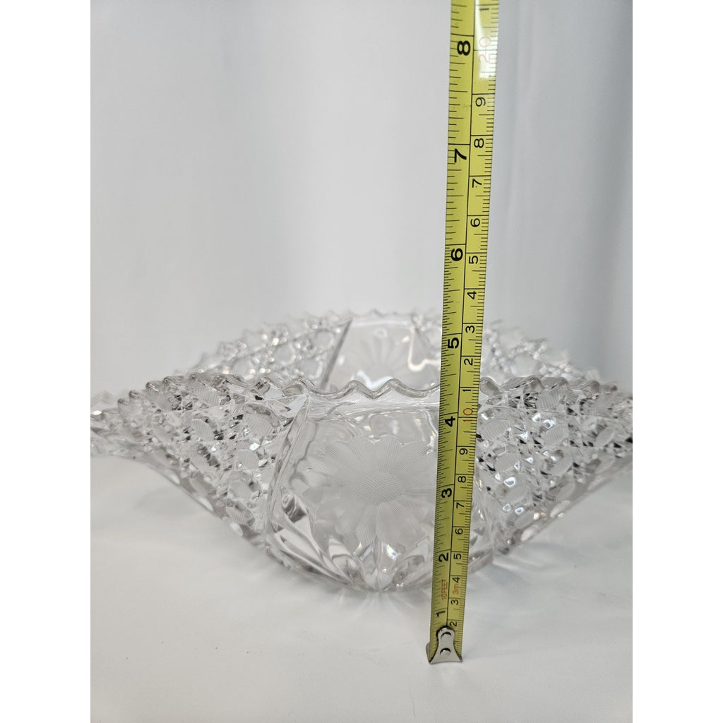 McKee Innovation EAPG Cut Crystal Fruit Bowl Floral Nearcut Pattern Antique