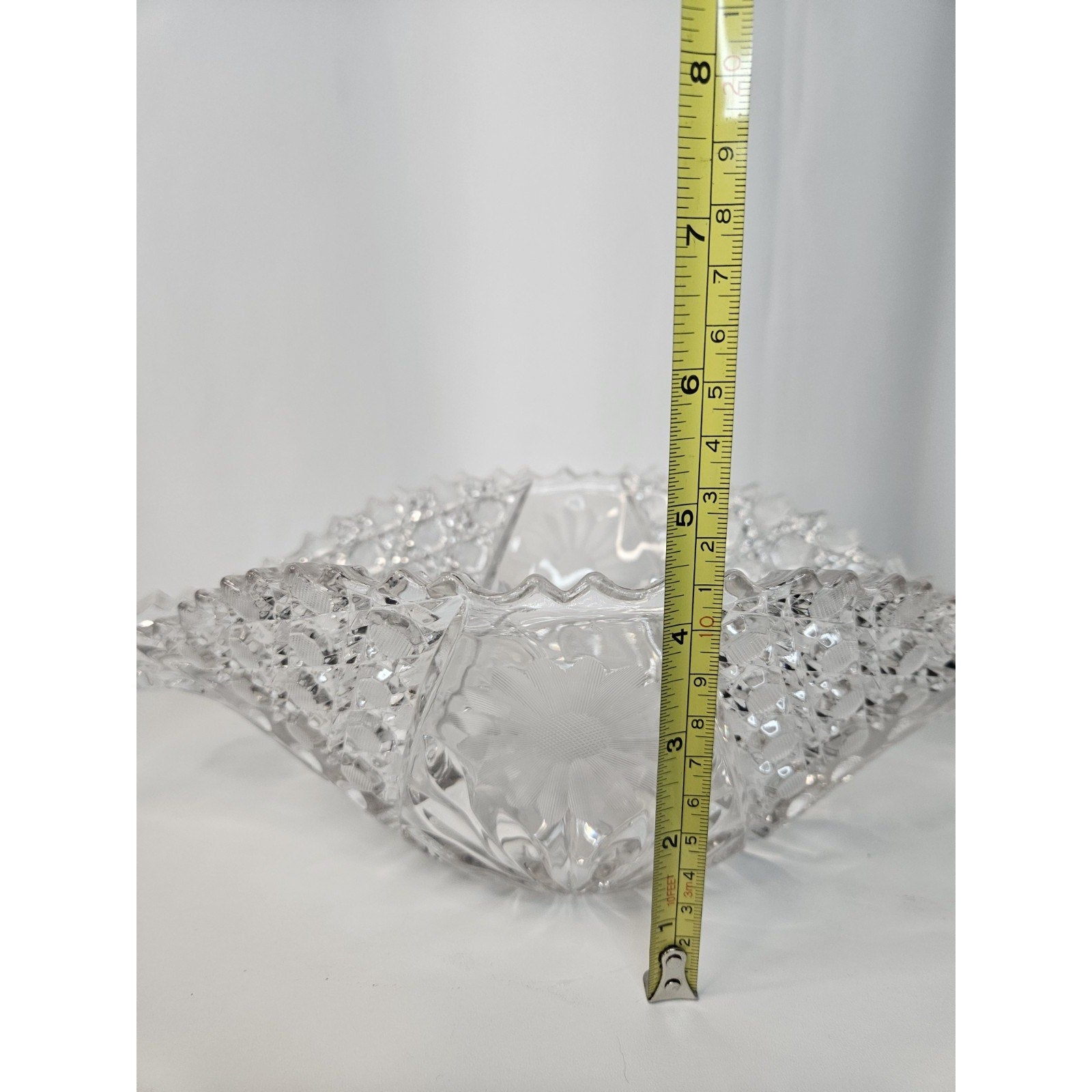 McKee Innovation EAPG Cut Crystal Fruit Bowl Floral Nearcut Pattern Antique