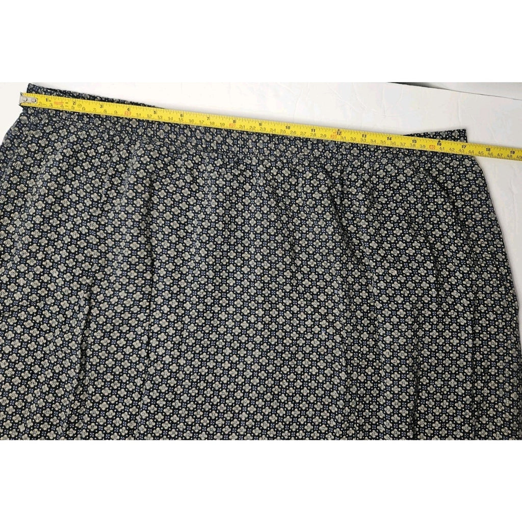 Vintage Studio Black Polyester Elastic Waist Printed Skirt Size 1X Boho Cottage
