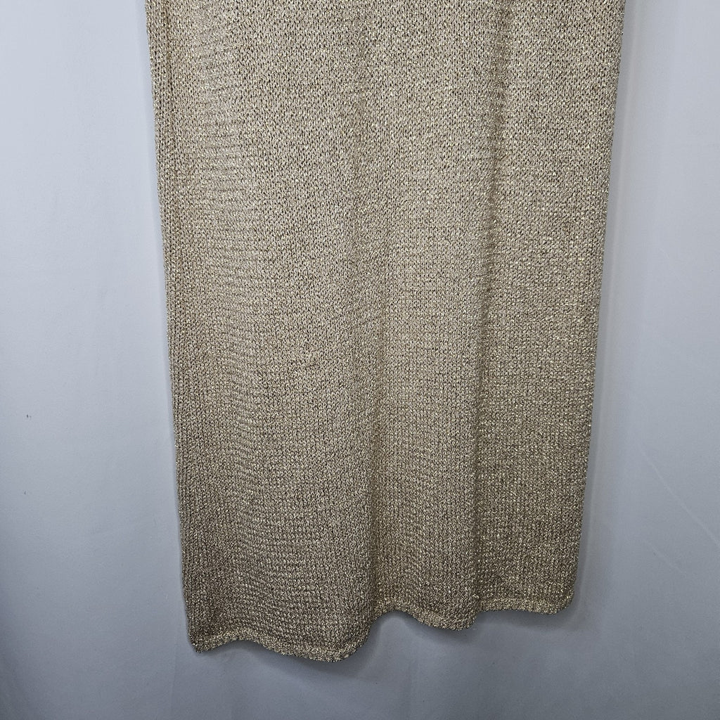 Yunika Gold Mettalic Thread Knit Stretchy Dress Or Swim Coverup Size S/M Italy