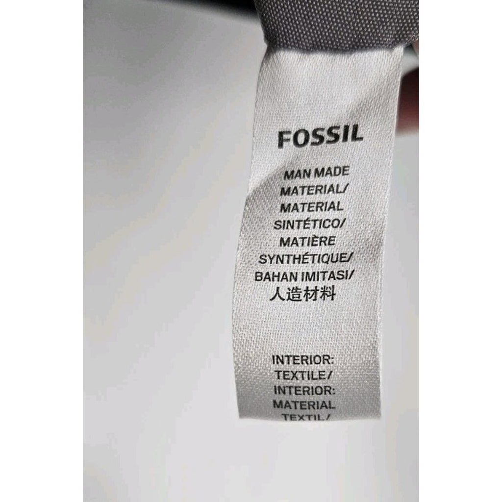 Fossil Black & Logo Pattern Crossbody Bag With Gold Hardware And Adjustable Stra
