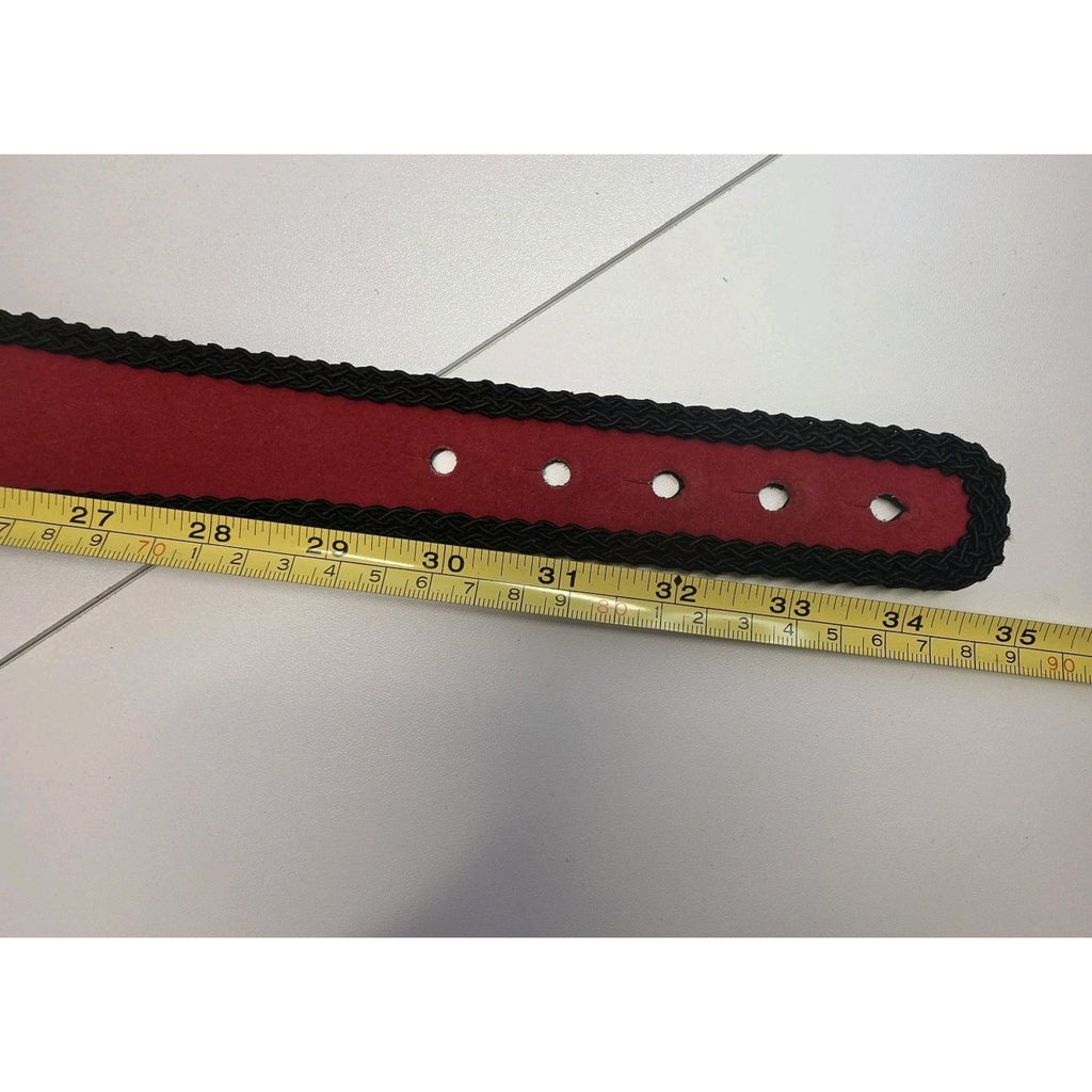 Vtg 80s Victorian Red Black Faux Leather Waist Belt Statement Gothic USA Medium