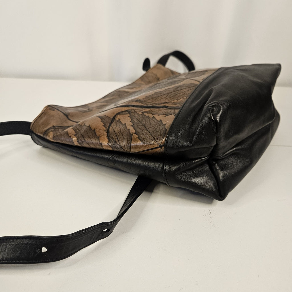 Vintage Leaf Leather C.L. Whiting Collection Brown Purse Handbag Magnetic Close