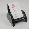 Business Card Holder for Desk Gray Cut & Polished Marble Stone