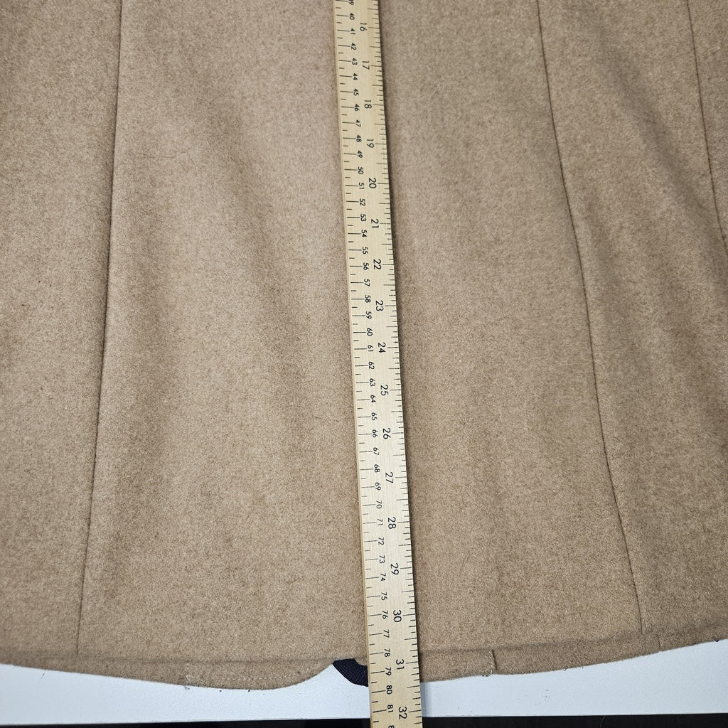 Tommy Hilfiger Jacket Womens Size Large Camel Navy Full Zip Hooded Wool Blend