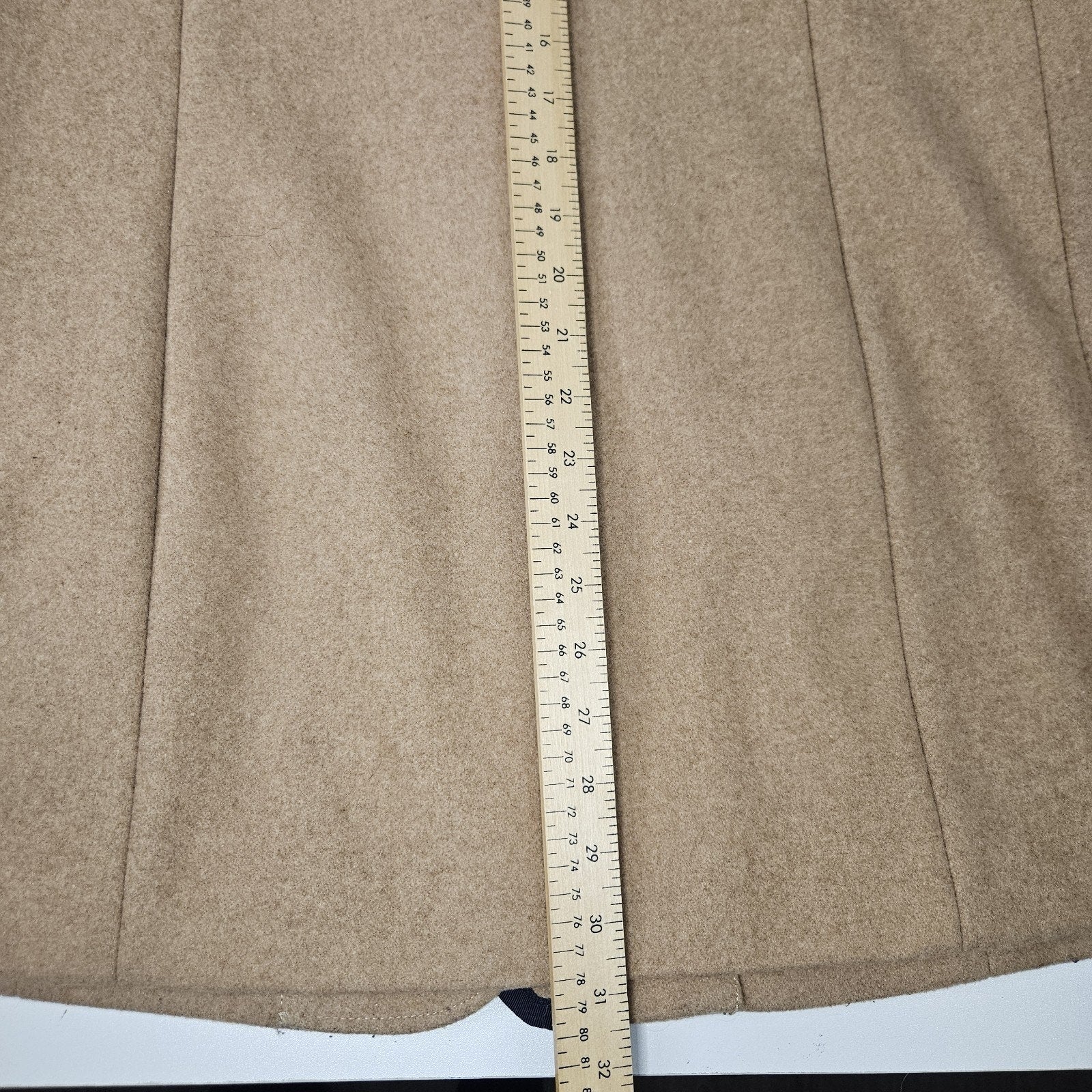 Tommy Hilfiger Jacket Womens Size Large Camel Navy Full Zip Hooded Wool Blend